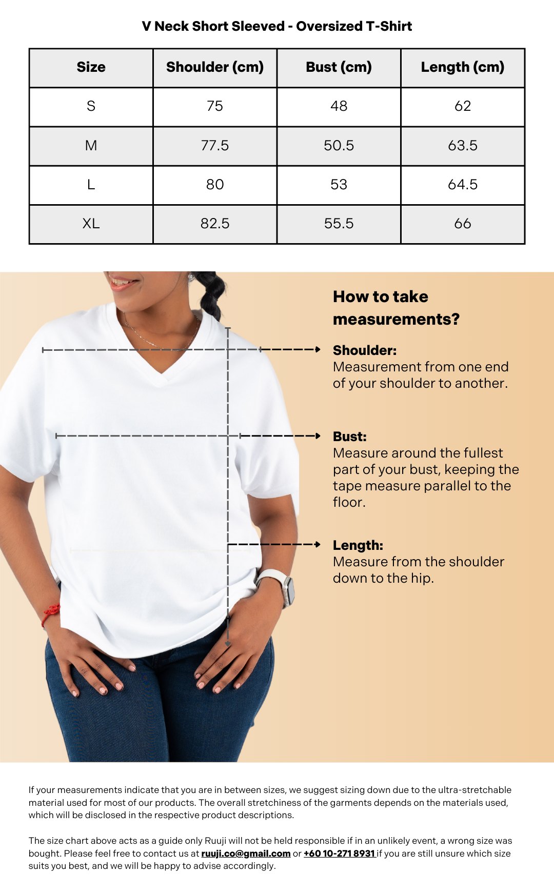 V Neck Short Sleeved - Oversized T-Shirt